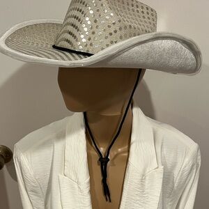 Light-Up Silver Sequin Cowboy Hat LED Western Festival Costume NWOT